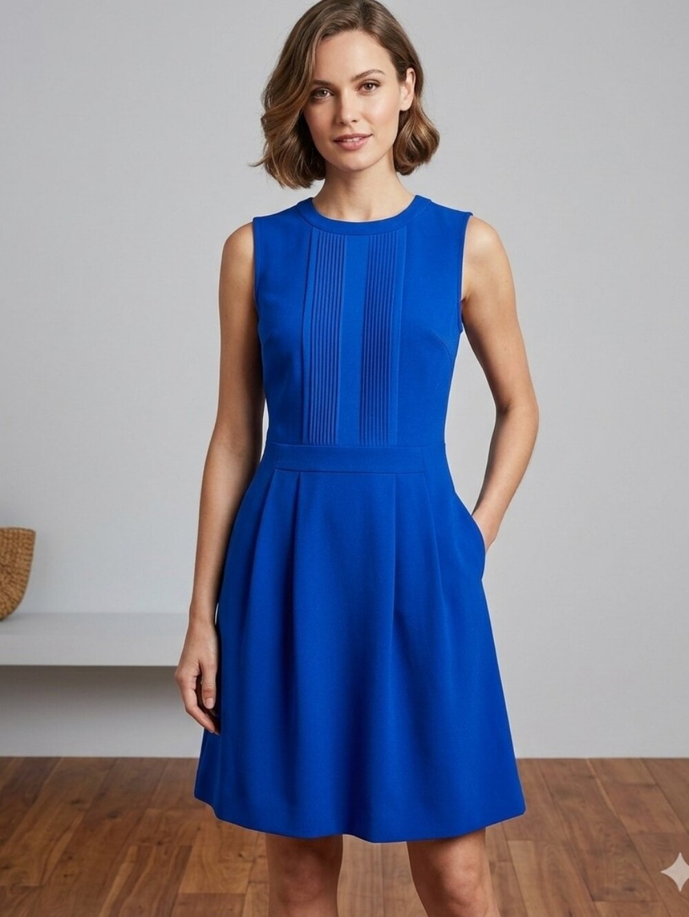 Madewell Cobalt Blue Pleated-Front Sleeveless Sheath Dress Size 0